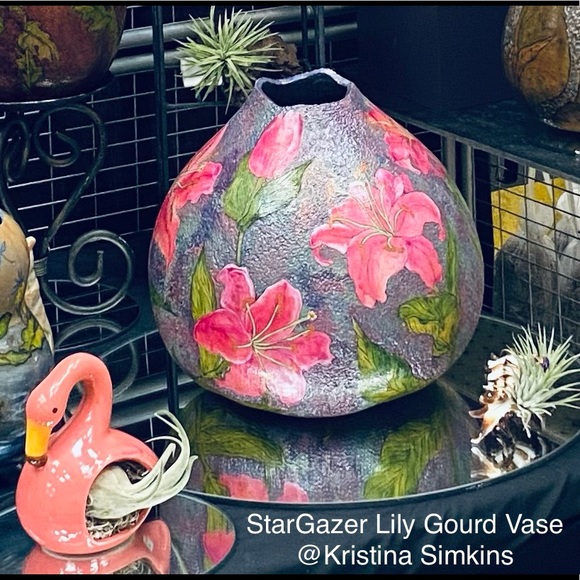 “StarGazer Lily Vase” Original Gourd Art Vessel / Vase Kristina Simkins ©2014 - Picture 3 of 17